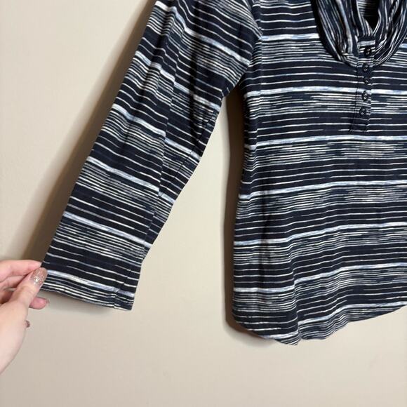 Anthropologie Pilcro & Letterpress Raining Lines Striped Henley Blue Size Medium - Picture 4 of 9